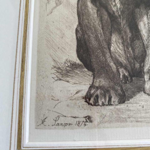 Auguste-André Lançon / Gazette des Beaux-Arts, engraving “Senegal lioness“ 1874