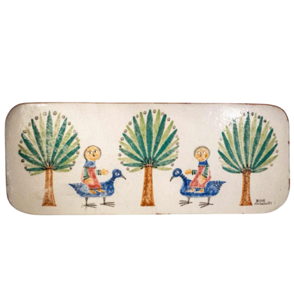 MARIE-HENRIETTE BATAILLE, grote (81 cm) geglazuurde keramische plaquette / wandsculptuur, Dour jaren 60