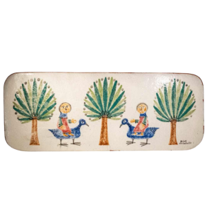 MARIE-HENRIETTE BATAILLE, grote (81 cm) geglazuurde keramische plaquette / wandsculptuur, Dour jaren 60