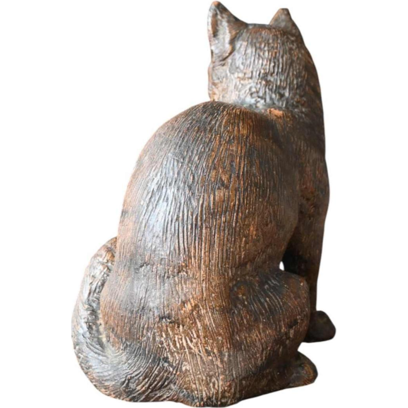 Terracotta kat met glazen ogen, in de stijl van Goldscheider, circa 1900