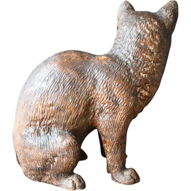 Chat en terre cuite avec yeux en verre, dans le style de Goldscheider, vers 1900