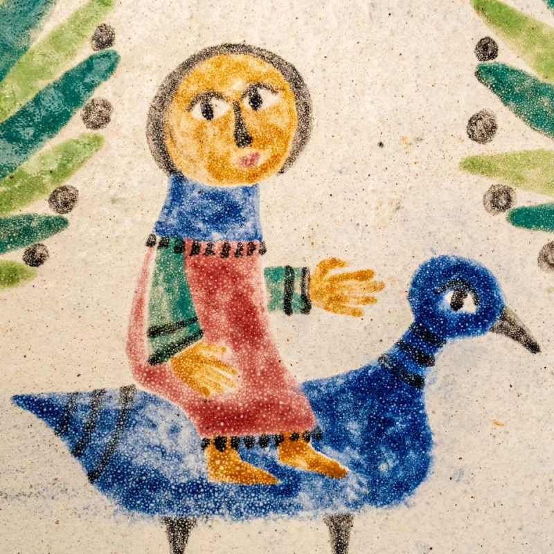 MARIE-HENRIETTE BATAILLE, large (81cm) glazed ceramic plaque / wall sculpture, Dour 1960s