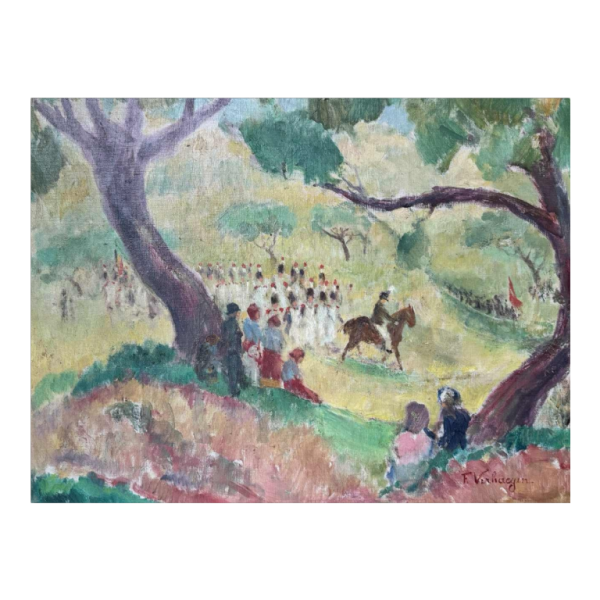 Fernand VERHAEGEN “La marche de Sainte Rolende“ oil on canvas