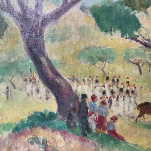 Fernand VERHAEGEN “ De mars van Sainte Rolende “ olieverf op doek