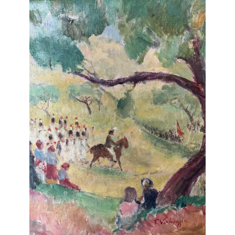 Fernand VERHAEGEN “La marche de Sainte Rolende“ oil on canvas