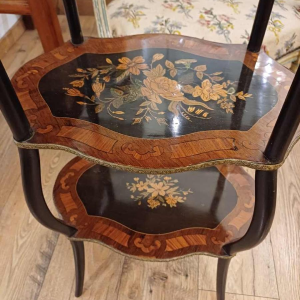 Three-tiered saddle, marquetry and brass, Napoleon III style, late 19th century