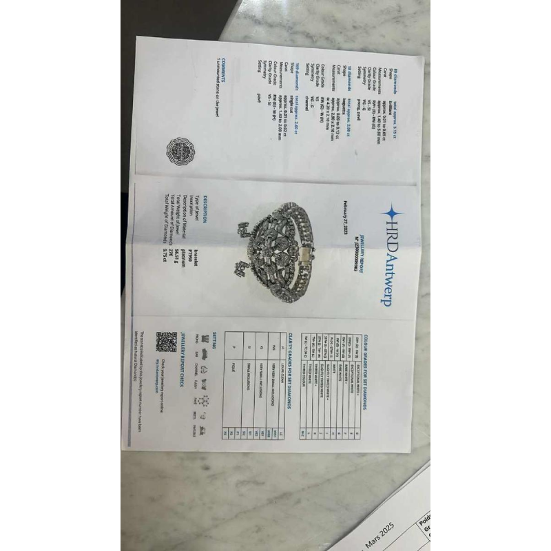 Bracelet en platine et diamants, ca 1950