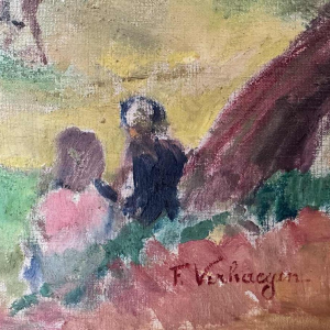 Fernand VERHAEGEN « La marche de Sainte Rolende » peinture huile sur toile