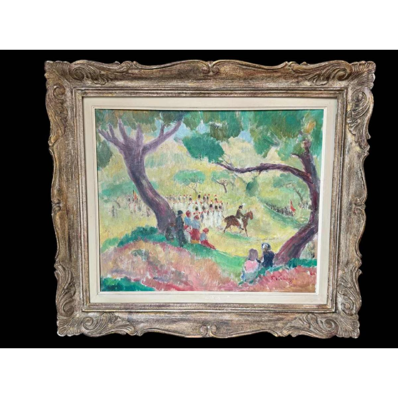 Fernand VERHAEGEN « La marche de Sainte Rolende » peinture huile sur toile