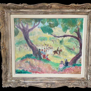 Fernand VERHAEGEN « La marche de Sainte Rolende » peinture huile sur toile