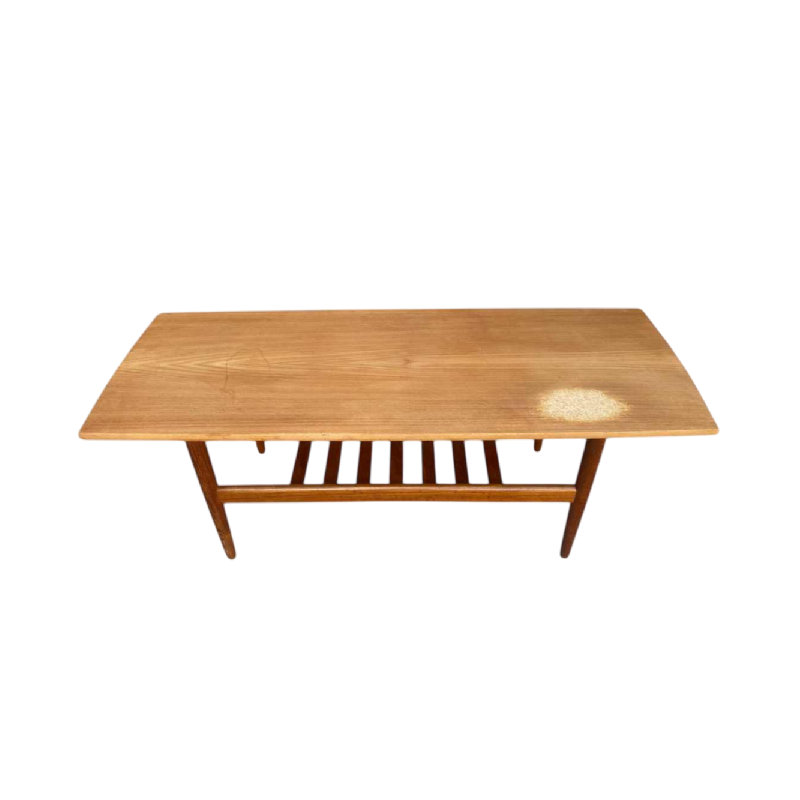 Table basse scandinave vintage en teck (à restaurer) Danemark 1960s