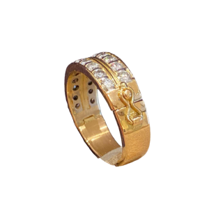 Bague à système d'ouverture or & diamants, ca 1990