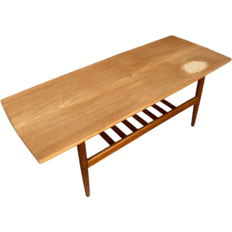 Table basse scandinave vintage en teck (à restaurer) Danemark 1960s