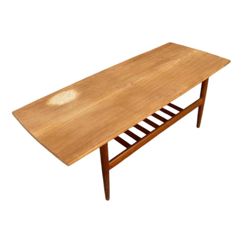 Table basse scandinave vintage en teck (à restaurer) Danemark 1960s