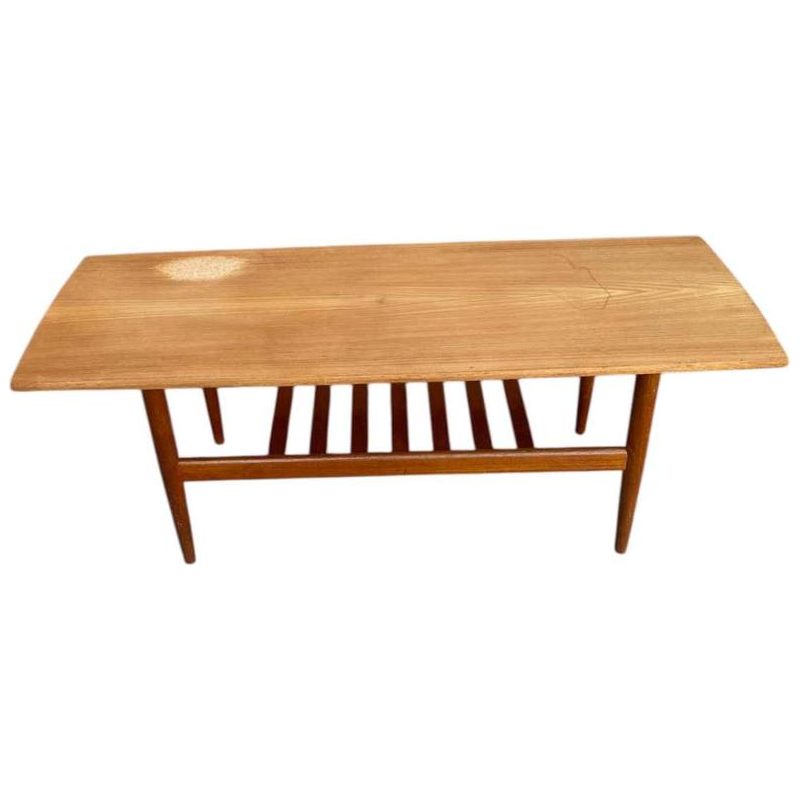 Vintage Scandinavische salontafel van teakhout (te restaureren) Denemarken 1960s