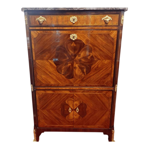 HOPILLIART & LEROY, Louis XVI secretary desk with drop-leaf and two doors, 19th century