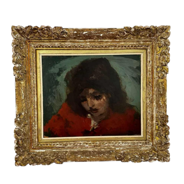 Vasyl Khmeluk, painting oil on board, portrait of a young girl