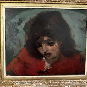 Vasyl Khmeluk, painting oil on board, portrait of a young girl