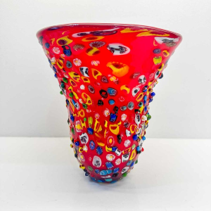 millefiori murano glazen vaas, 20e eeuw