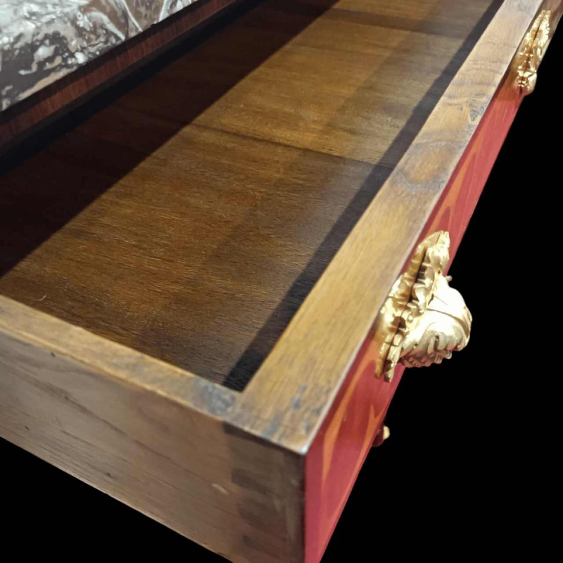 HOPILLIART & LEROY, Louis XVI secretary desk with drop-leaf and two doors, 19th century