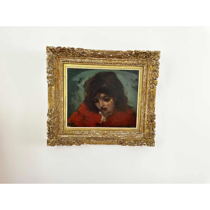 Vasyl Khmeluk, schilderij olieverf op board, portret van een jong meisje