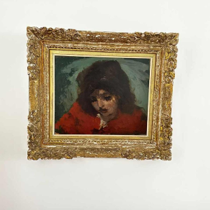 Vasyl Khmeluk, painting oil on board, portrait of a young girl