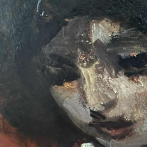 Vasyl Khmeluk, tableau huile sur carton, portrait de jeune fille