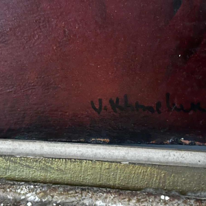 Vasyl Khmeluk, painting oil on board, portrait of a young girl