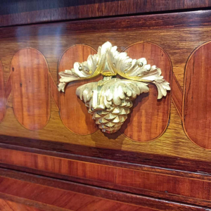 HOPILLIART & LEROY, Louis XVI secretary desk with drop-leaf and two doors, 19th century