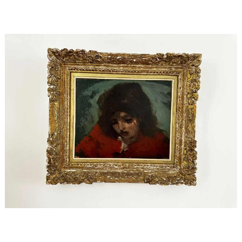 Vasyl Khmeluk, schilderij olieverf op board, portret van een jong meisje