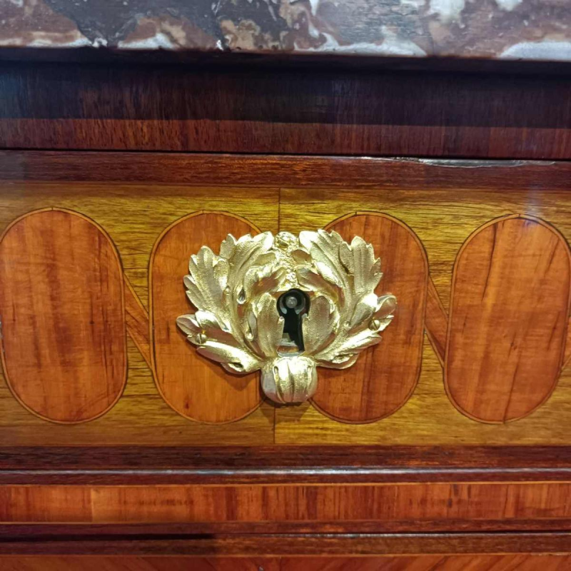 HOPILLIART & LEROY, Louis XVI secretary desk with drop-leaf and two doors, 19th century