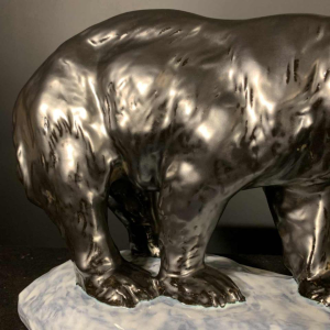 ANTOON AMORGASTI for CERABELGA, Art Deco black ceramic polar bear, circa 1930