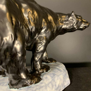 ANTOON AMORGASTI for CERABELGA, Art Deco black ceramic polar bear, circa 1930