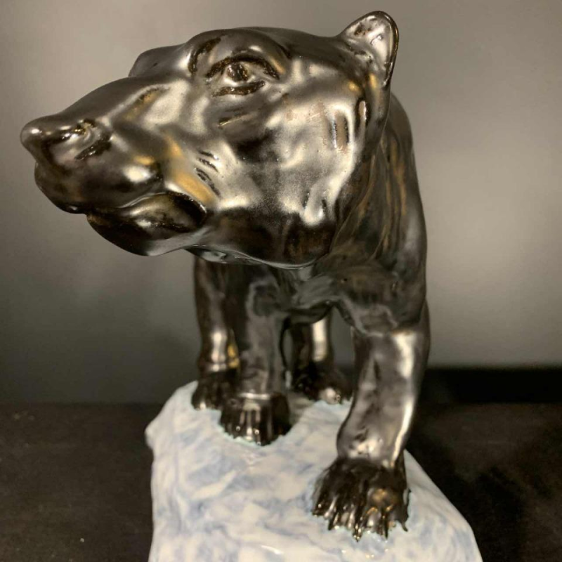 ANTOON AMORGASTI for CERABELGA, Art Deco black ceramic polar bear, circa 1930
