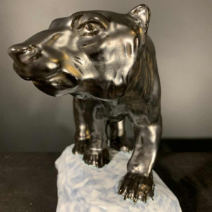 ANTOON AMORGASTI for CERABELGA, Art Deco black ceramic polar bear, circa 1930