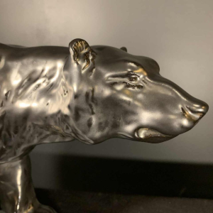 ANTOON AMORGASTI for CERABELGA, Art Deco black ceramic polar bear, circa 1930