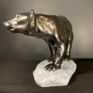 ANTOON AMORGASTI for CERABELGA, Art Deco black ceramic polar bear, circa 1930