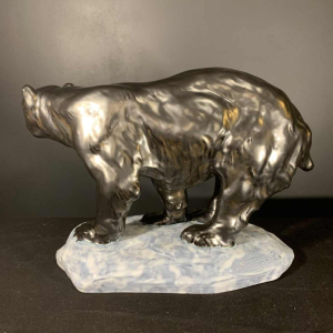 ANTOON AMORGASTI for CERABELGA, Art Deco black ceramic polar bear, circa 1930