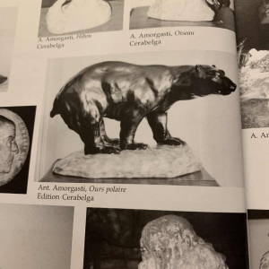 ANTOON AMORGASTI voor CERABELGA, Art Deco zwarte keramische ijsbeer, circa 1930