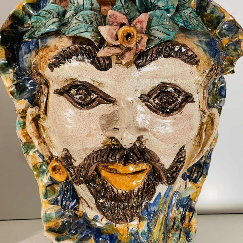 Caltagirone Sicilia Tête de Maure keramische plantenbakken vazen, Italië midden 20e eeuw