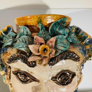 Caltagirone Sicilia Tête de Maure ceramic planters vases (clay), Italy mid 20th c
