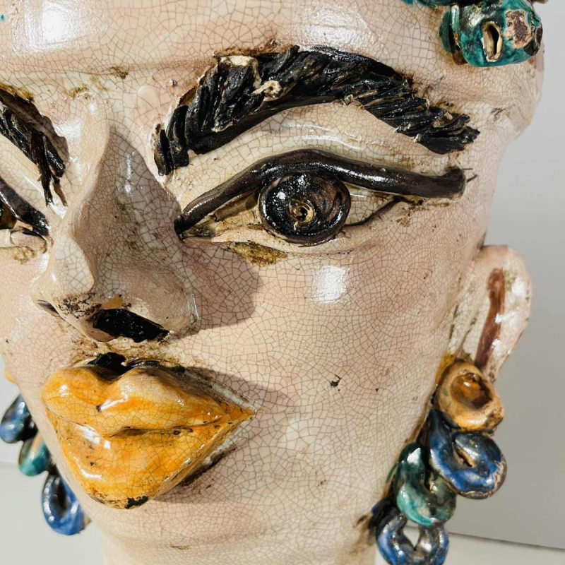 Caltagirone Sicilia "TÃªte de Maure" jardiniÃ¨res vases en cÃ©ramique (argile), Italie milieu XXe s