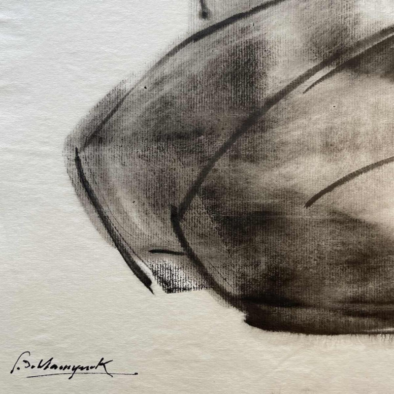 GEORGES (Ge´o) DE VLAMYNCK 'Nu de Femme Abstrait E' tableau / peinture / technique mixte, fusain encre craie sur papier 