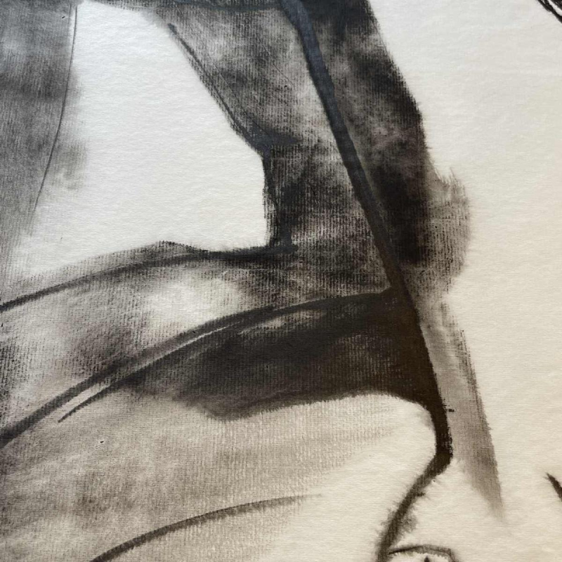 GEORGES (Ge´o) DE VLAMYNCK 'Abstract Vrouwelijk Naakt E' schilderij / gemengde techniek, houtskoolinkt krijt op papier