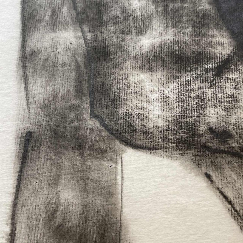 GEORGES (Ge´o) DE VLAMYNCK 'Abstract Female Nude E' painting / mixed media, charcoal ink chalk on paper