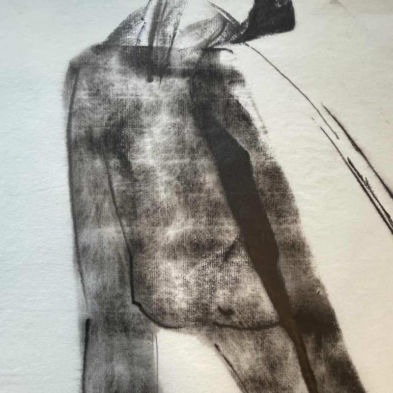 GEORGES (Ge´o) DE VLAMYNCK 'Nu de Femme Abstrait E' tableau / peinture / technique mixte, fusain encre craie sur papier 