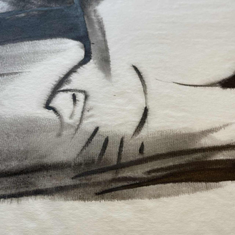 GEORGES (Ge´o) DE VLAMYNCK 'Abstract Female Nude E' painting / mixed media, charcoal ink chalk on paper