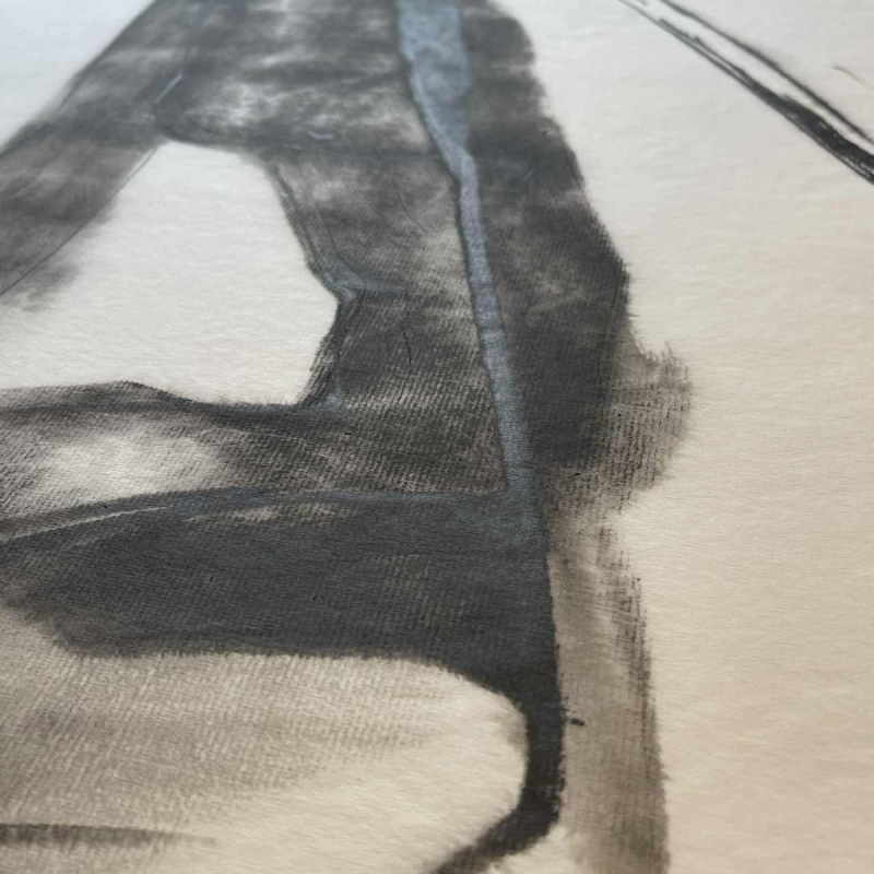 GEORGES (Ge´o) DE VLAMYNCK 'Nu de Femme Abstrait E' tableau / peinture / technique mixte, fusain encre craie sur papier 