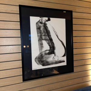 GEORGES (Ge´o) DE VLAMYNCK 'Abstract Female Nude E' painting / mixed media, charcoal ink chalk on paper