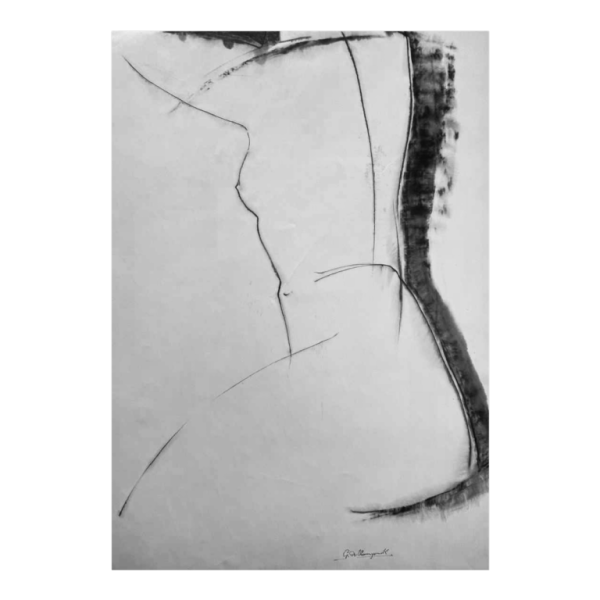 GEORGES (Ge´o) DE VLAMYNCK 'Abstract Female Nude F' painting / mixed media, charcoal ink chalk on paper